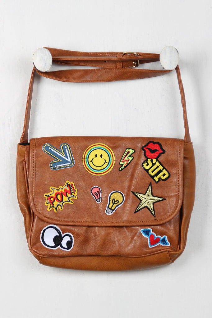 Graphic Patch Messenger Bag