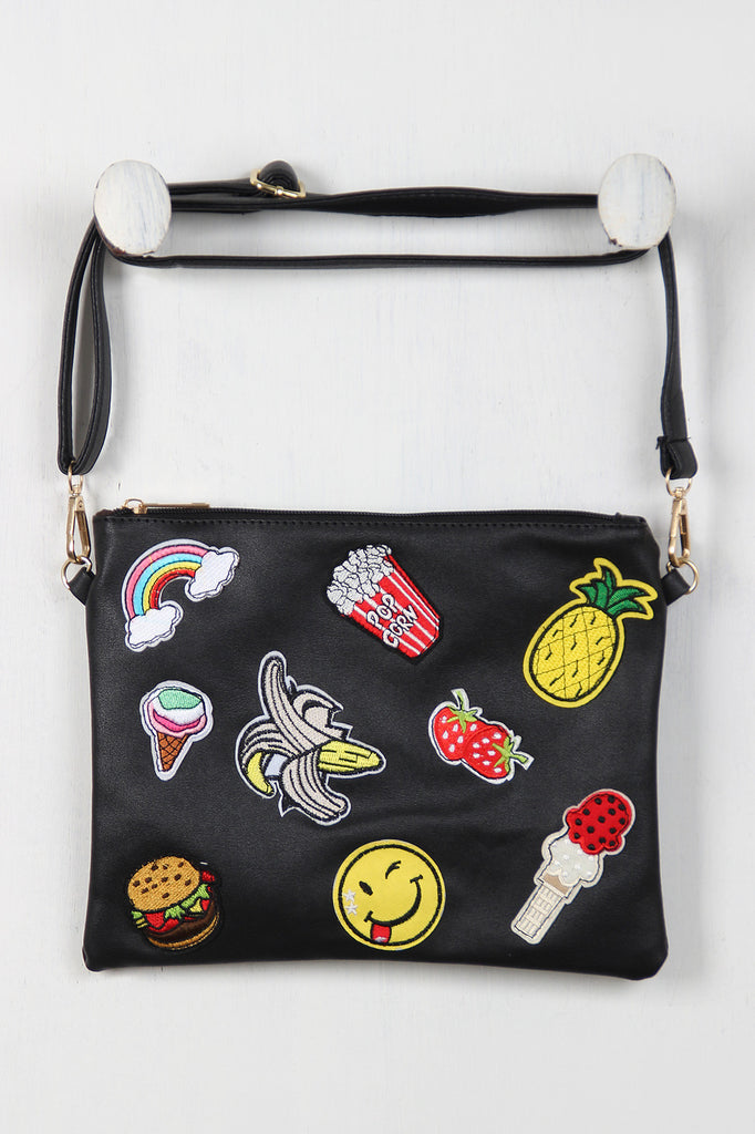 Graphic Patch Convertible Crossbody Clutch