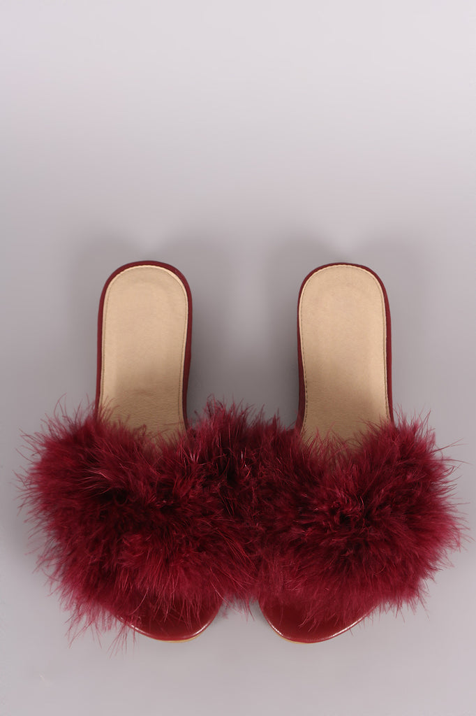 Fur Open Toe Slide Sandal