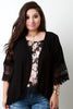 Scallop Crochet Sleeve Open Front Cardigan