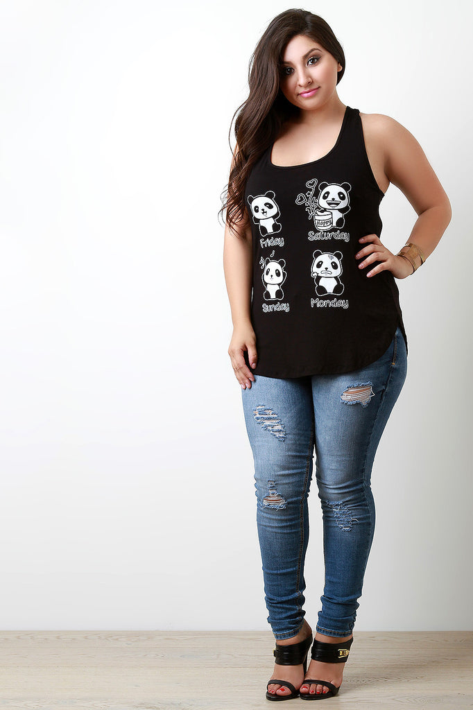 Weekend Panda Graphic Print Top