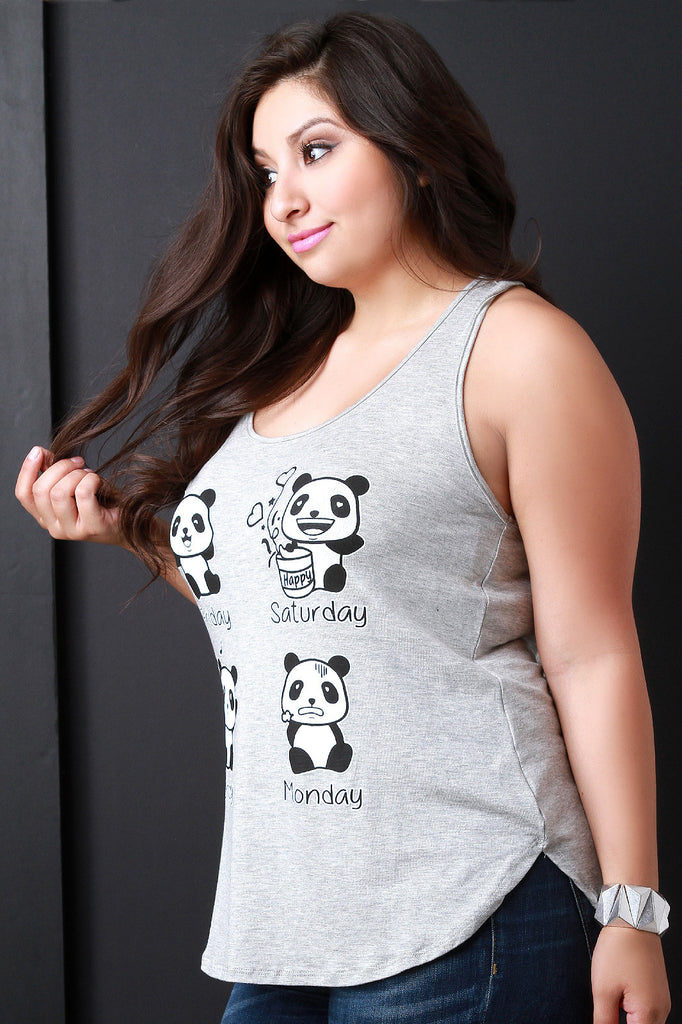 Weekend Panda Graphic Print Top