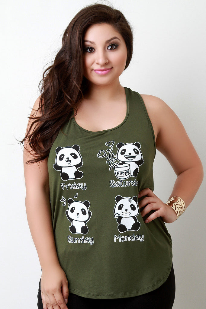 Weekend Panda Graphic Print Top