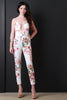 Deep V Strappy Floral Print Jumpsuit