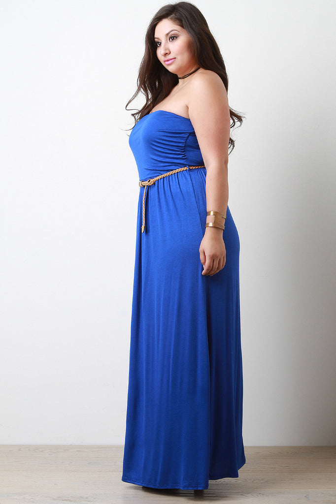 Belted Tube Maxi Dress