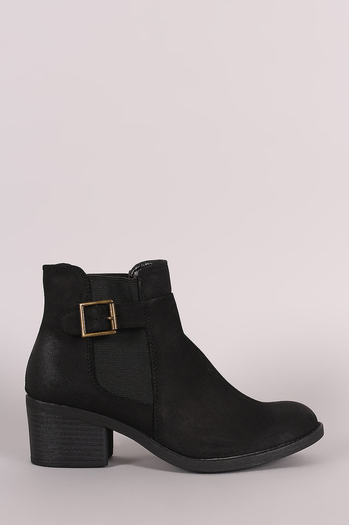 Qupid Buckled Elastic Gore Western Booties