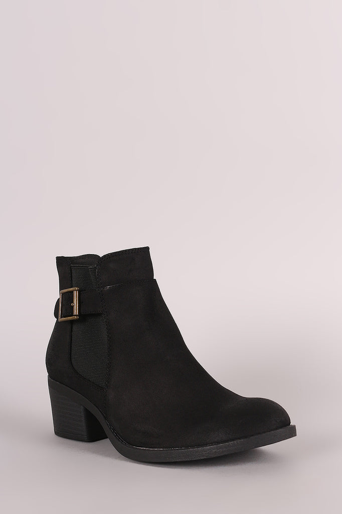 Qupid Buckled Elastic Gore Western Booties