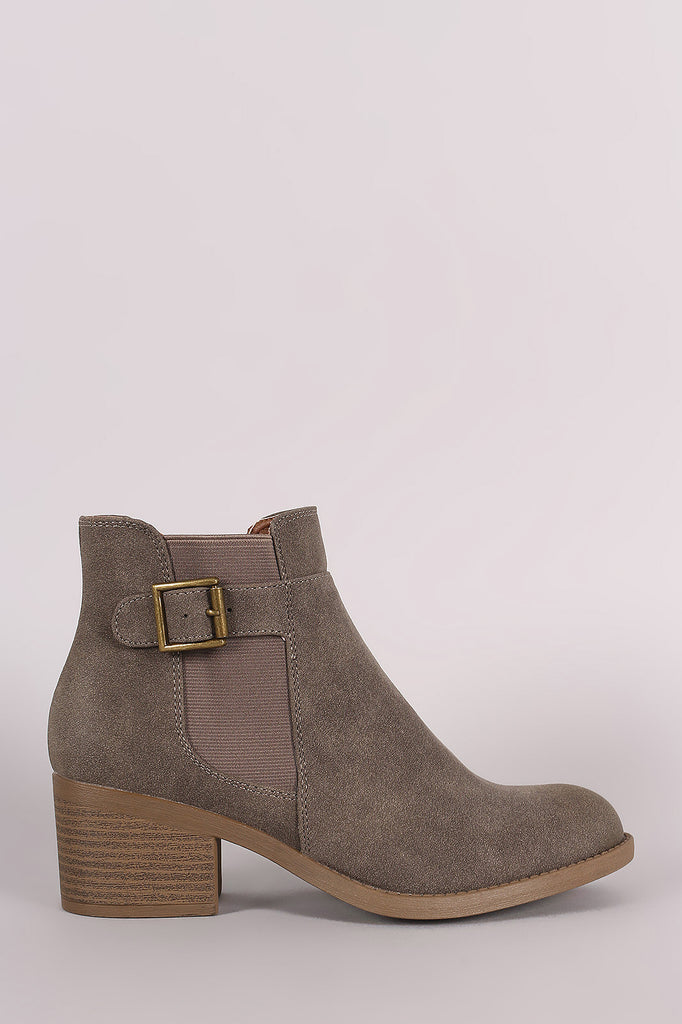 Qupid Buckled Elastic Gore Western Booties