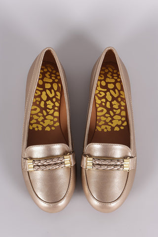 Qupid Metallic Double-Strand Slip-On Loafer Flat