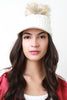 Cable Knit Fur Pom Pom Beanie