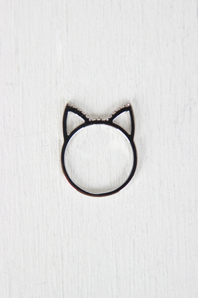 Purr-fect Rhinestone Kitten Ring