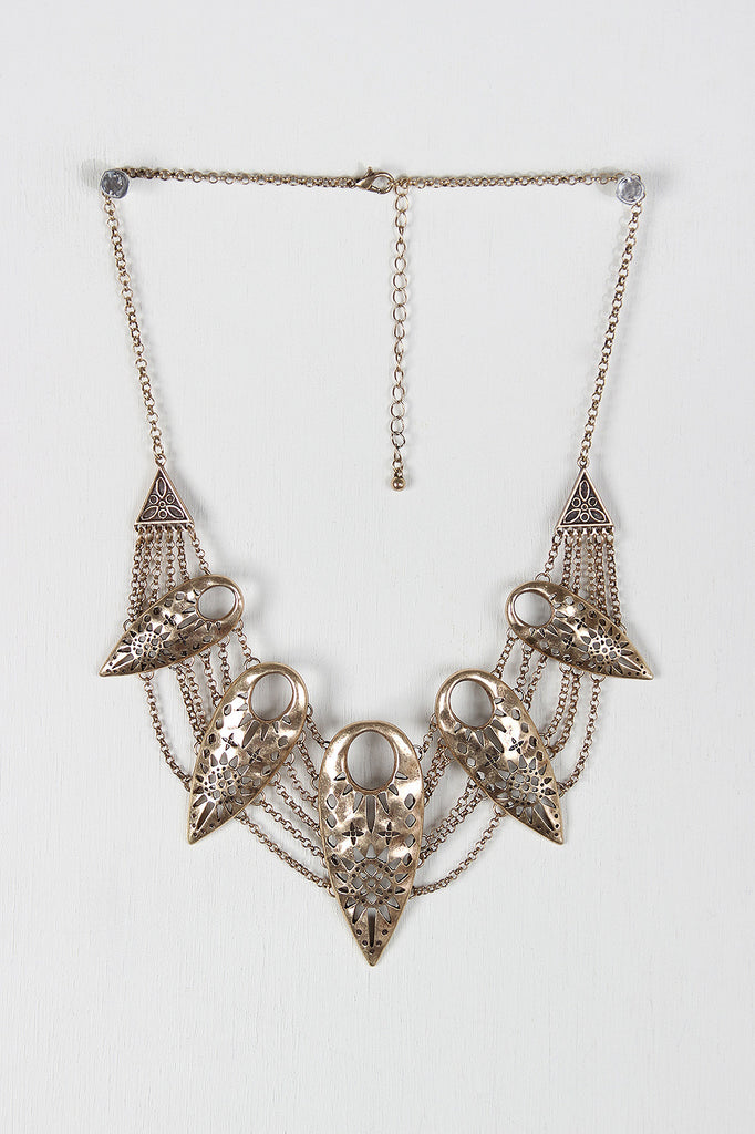 Decorative Arrow Chain Statement Necklace Set