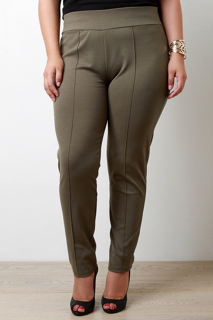 Wide Elastic Band High Waisted Pants