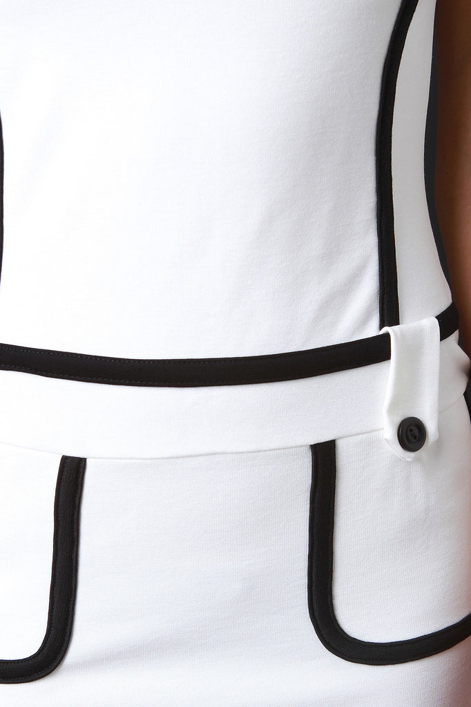 Contrast Piping Ponte Midi Dress