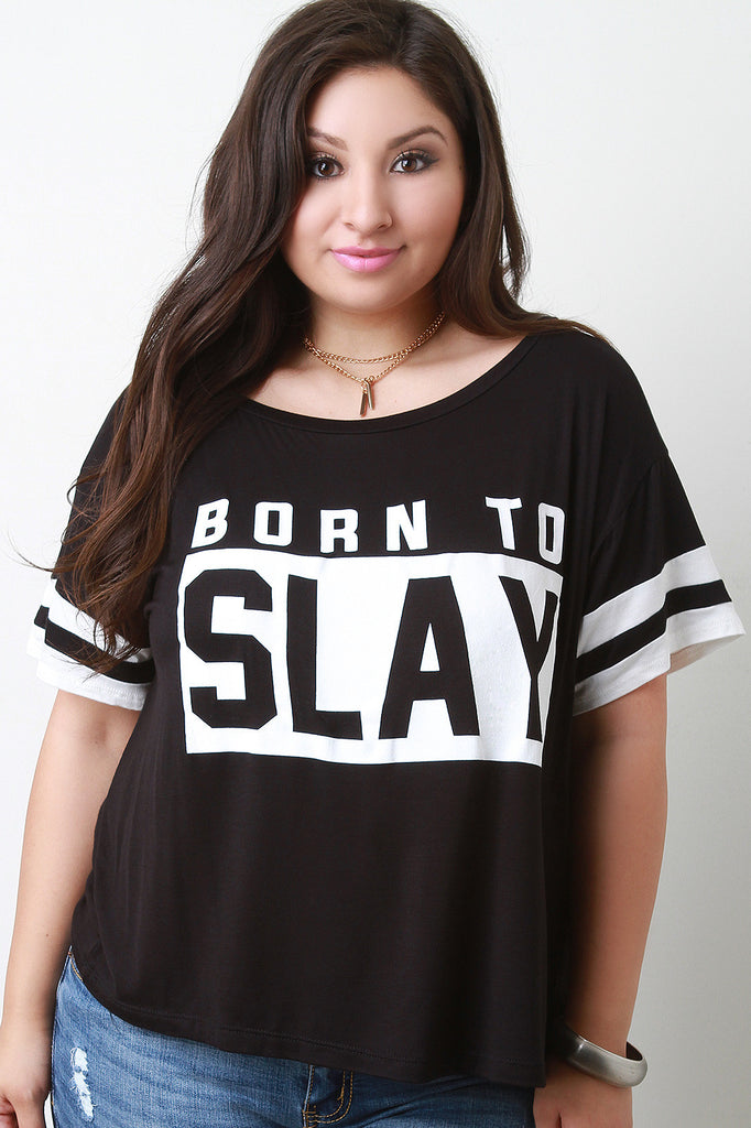 Contrast Slay Varsity Striped Tee