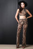 Multipattern Print Semi-Sheer Mesh Pants