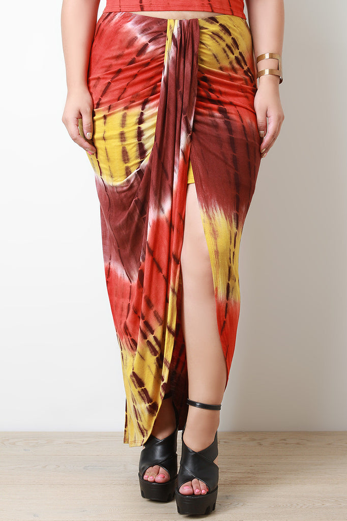 Plus Size Tie Dye Tulip Maxi Skirt