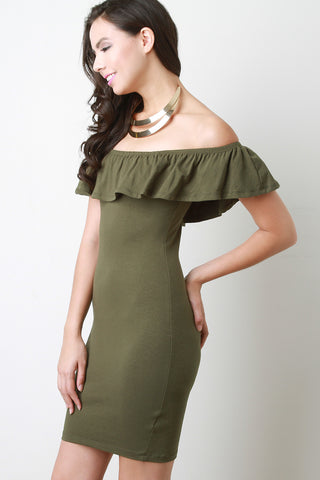 Ruffle Off the Shoulder Bodycon Dress