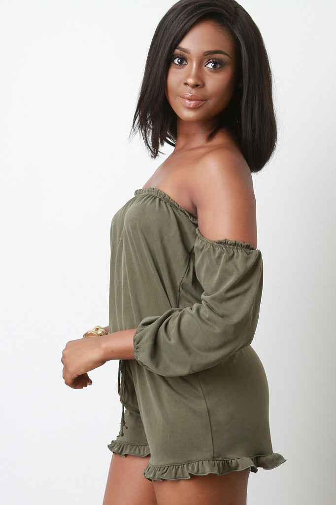 Off the Shoulder Long Sleeves Romper