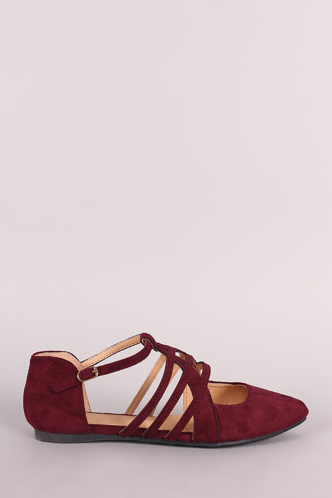 Suede Caged Pointy Toe Flat