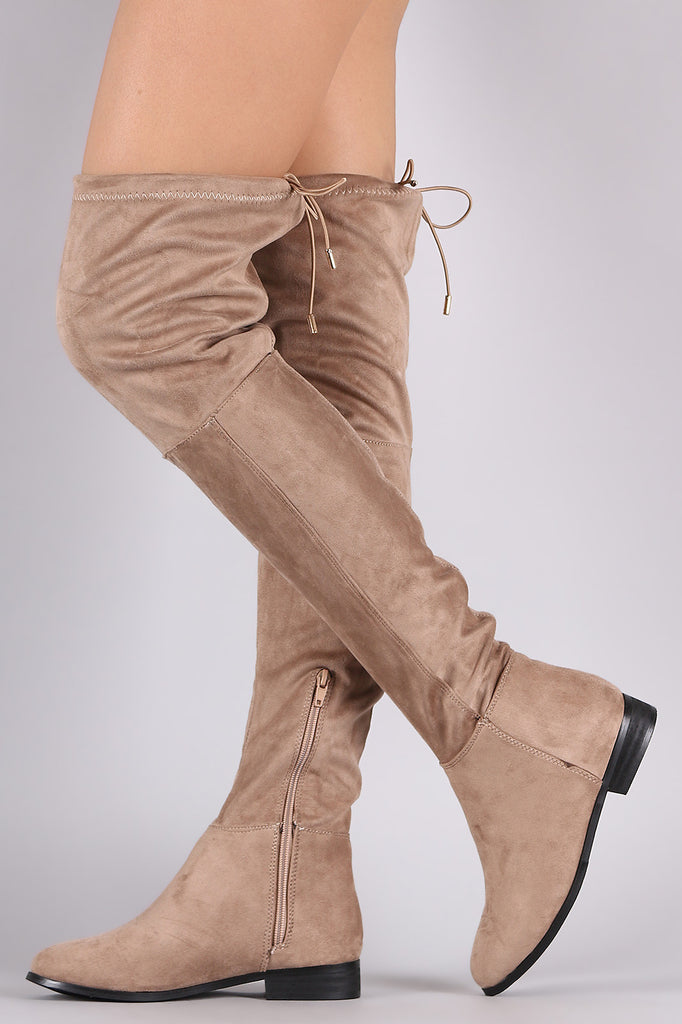 Suede Drawstring Tie Over-The-Knee Riding Boots