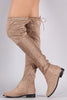 Suede Drawstring Tie Over-The-Knee Riding Boots