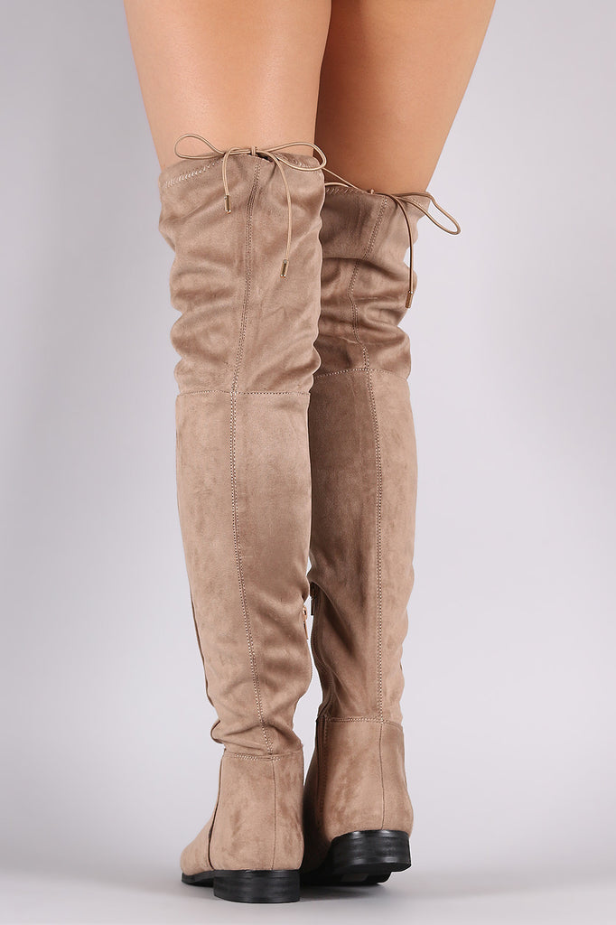 Suede Drawstring Tie Over-The-Knee Riding Boots