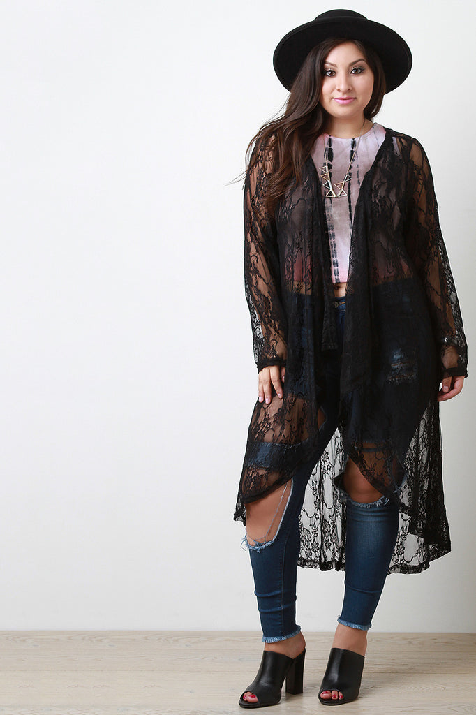 Floral Lace Longline Cardigan