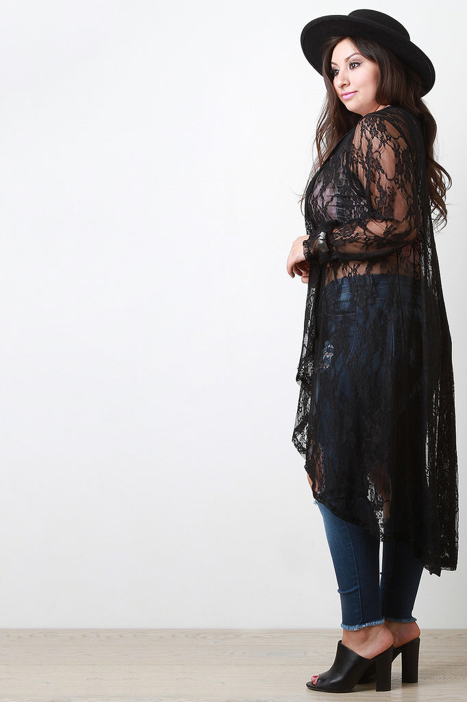 Floral Lace Longline Cardigan