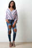 Boxy Surplice Floral Stripe Blouse