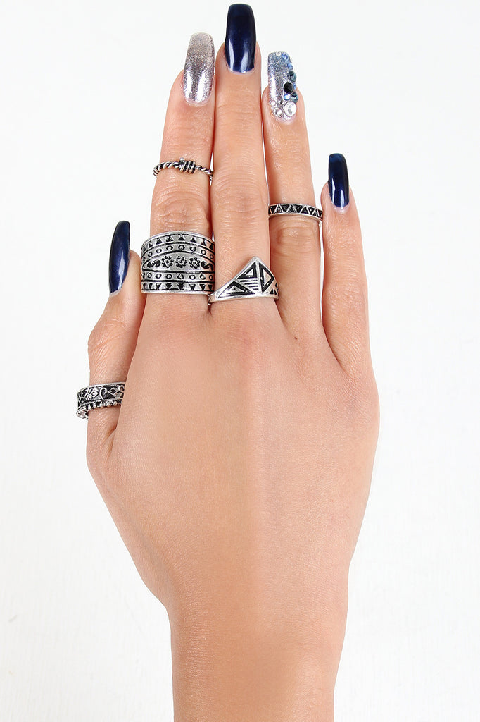 Antique Silver-Tone Ring Set