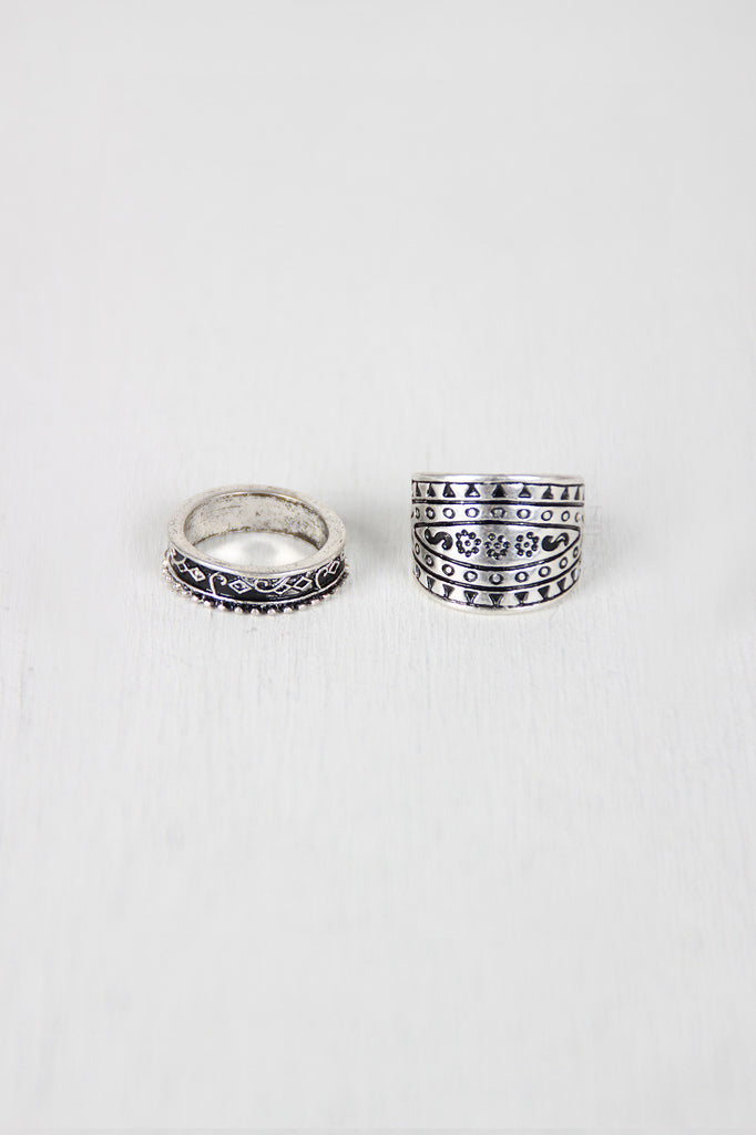 Antique Silver-Tone Ring Set