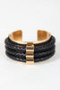 Edgy Braided Vegan Leather And Metal Cuff