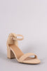 Bamboo Ankle Strap Open Toe Block Heel