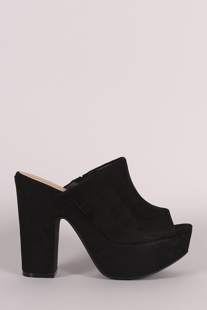 Bamboo Suede Chunky Platform Mule Heel