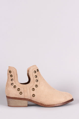 Wild Diva Lounge Grommet Trim Stitch Almond Toe Booties