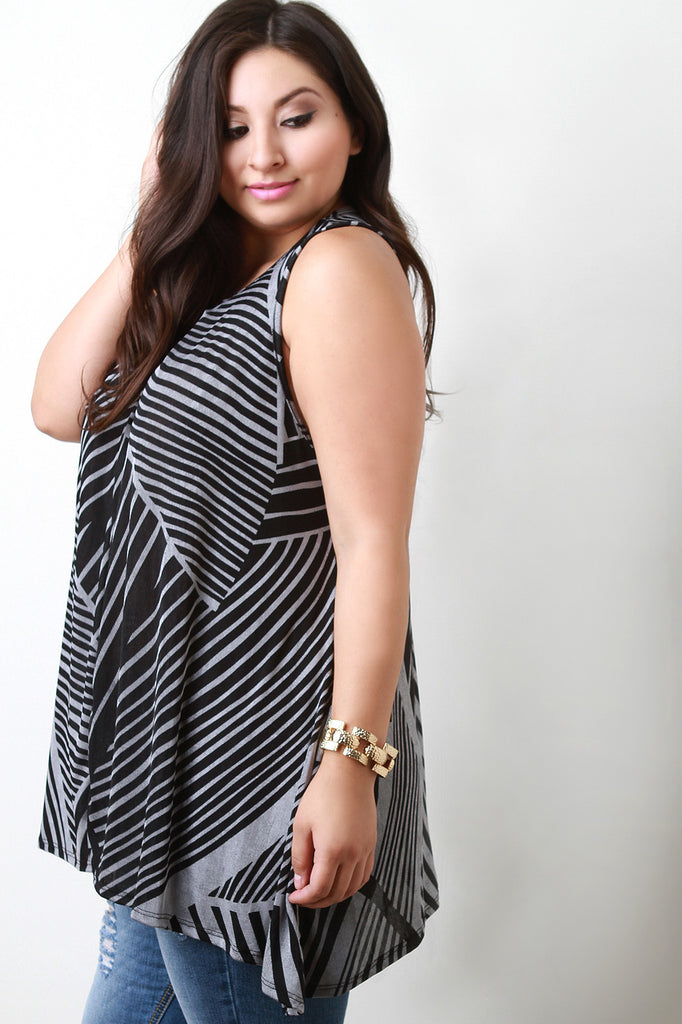 Broken Stripes Sleeveless Knit Top