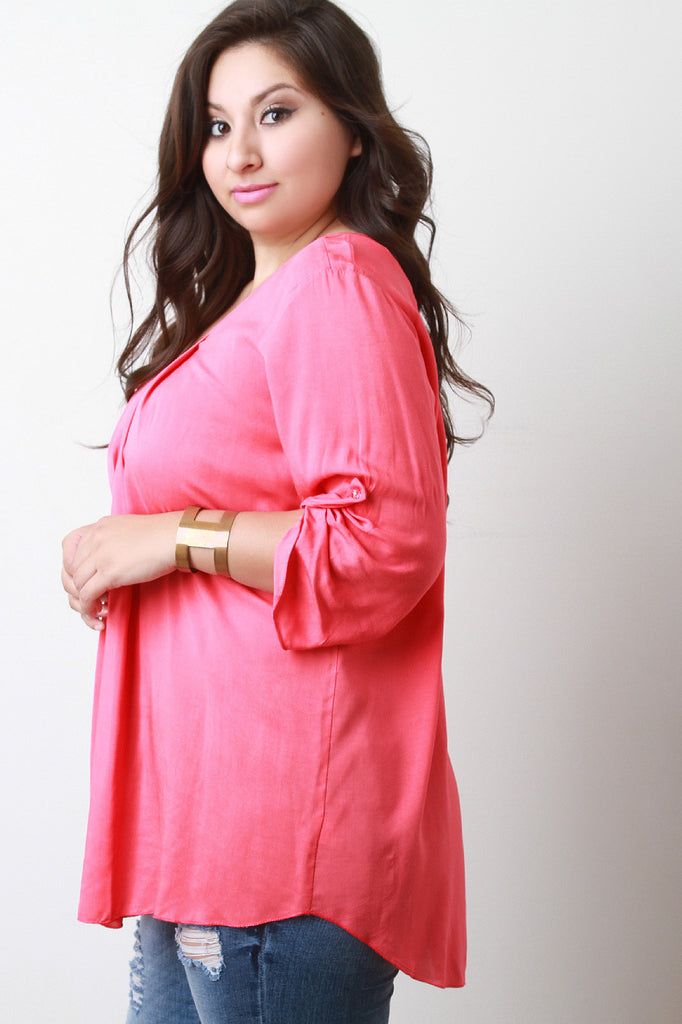 Three Quarter Sleeves Pleated Blouse