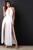 Bare Back Contrast Mesh Maxi Dress