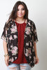 Rosette Chiffon Open Front High Low Cardigan