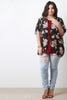 Rosette Chiffon Open Front High Low Cardigan