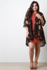 Floral Chiffon Open Front High Low Cardigan