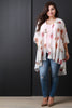 Floral Chiffon Open Front High Low Cardigan