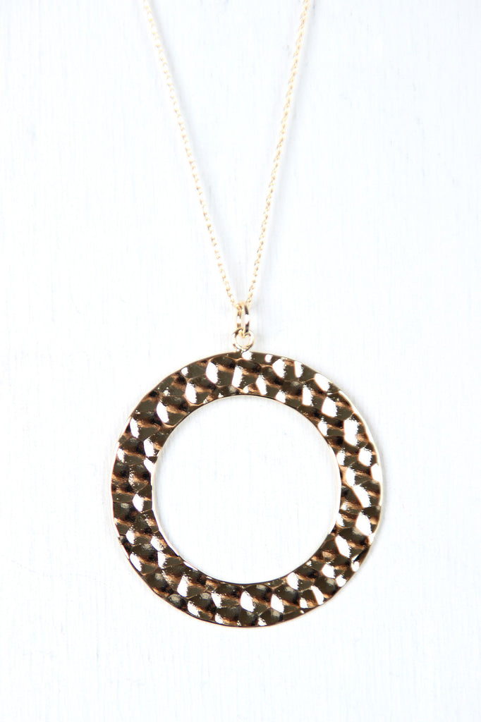 Hammered Circle Pendant Necklace