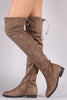 Liliana Suede Drawstring Tie Riding Over-The-Knee Boots