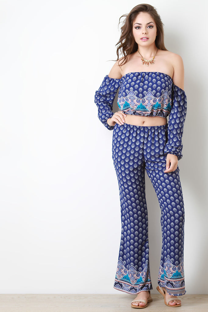 Bohemian Print Flare Pants