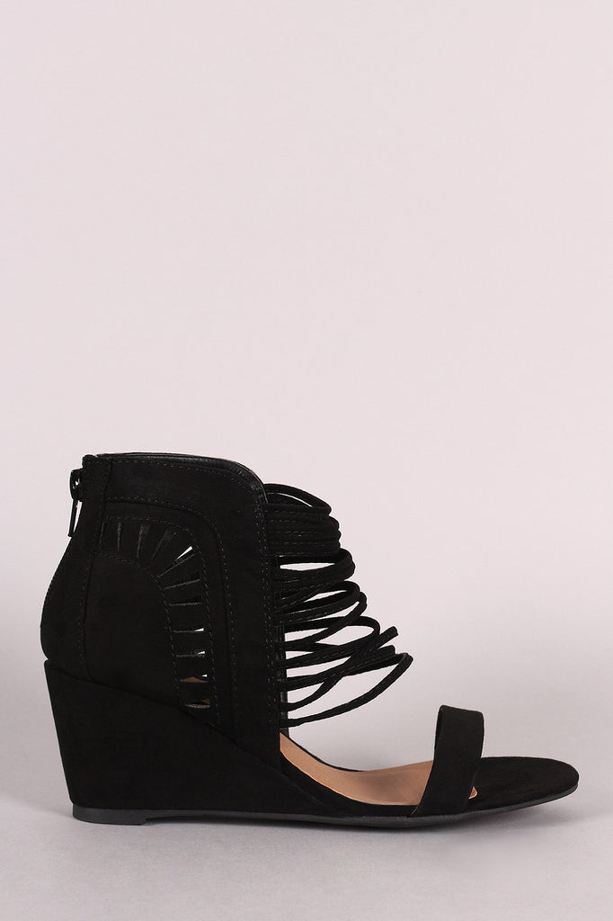 Qupid Ankle Cage Wedge Sandal