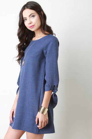 Bow Quarter Sleeve Shift Dress