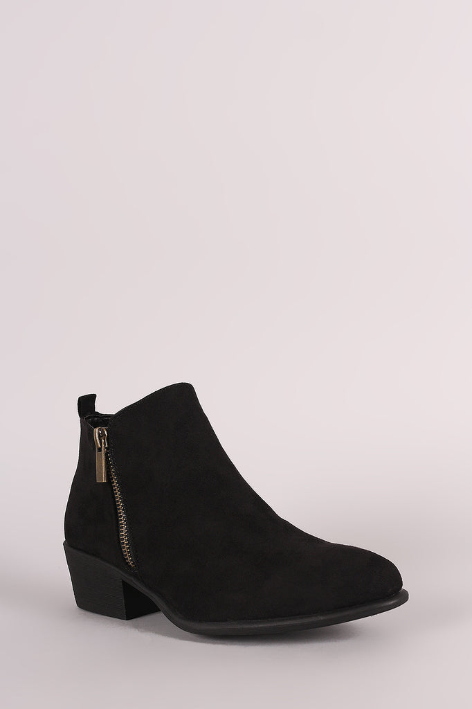 Bamboo Suede Zipper Ankle Boots