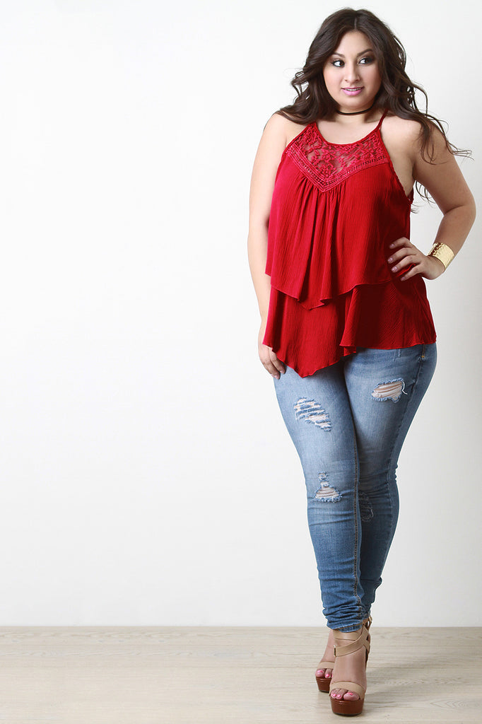 Crochet Lace Layered Trapeze Top